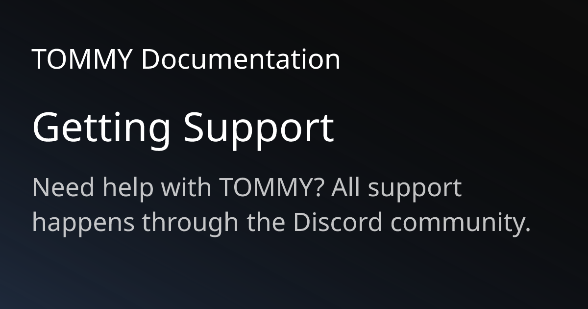 Getting Support | TOMMY